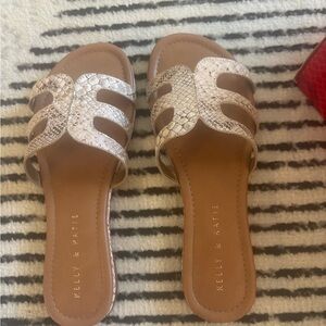 Kelly & Katie Beige Snake Pattern Sandals